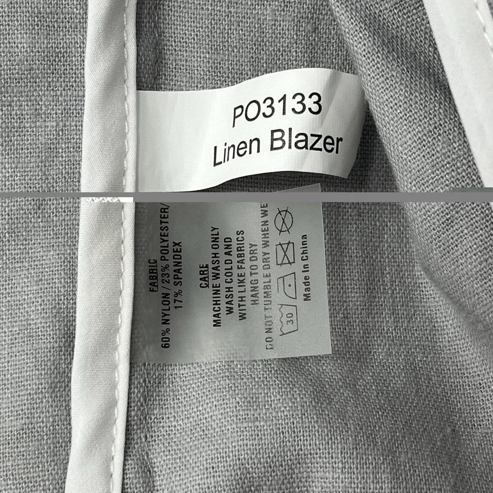 State & Liberty Unstructured Linen Blazer Jacket Light Grey Mens 38 Athletic Fit